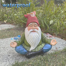 Load image into Gallery viewer, Meditating Lotus Solar Gnome Statue – Lighted Bird Figurine for Gardens
