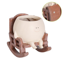 Load image into Gallery viewer, Rocking Chair Smiling Face Planter | Quirky Resin Succulent Head Pot
