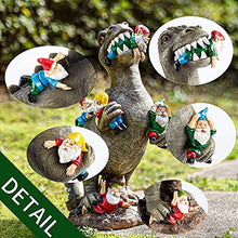 Load image into Gallery viewer, T-Rex Dinosaur Eating Garden Gnomes Statue – Funny Outdoor Lawn Sculpture
