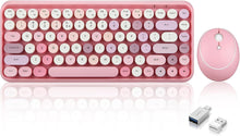 Load image into Gallery viewer, Wireless Mini Keyboard &amp; Mouse – Retro Round Keys (Pink)
