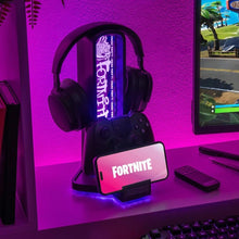 Load image into Gallery viewer, Officially Licensed Fortnite RGB Headphone Stand &amp; Controller Holder
