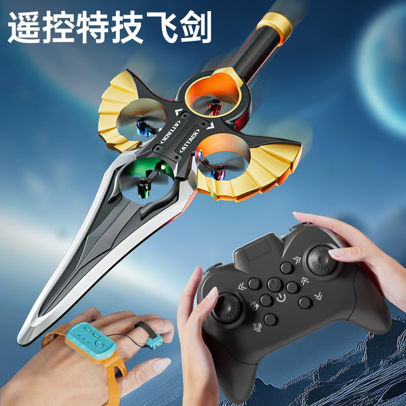 Flying Sword RC Stunt Glider – LEDs, Dual Control, 3-Speed