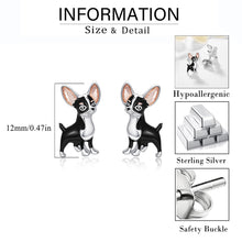 Load image into Gallery viewer, Sterling Silver Chihuahua Stud Earrings – Black
