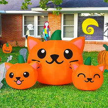 Load image into Gallery viewer, Halloween Pumpkin Cat Inflatable – 5ft LED Yard Decoration
