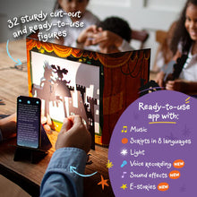 Load image into Gallery viewer, Shadow Puppet Theater – 32 Puppets + Story App (Ages 3–8)
