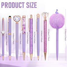 Load image into Gallery viewer, Set of 8 Purple Crystal Ballpoint Pens - Stylish Writing Gifts for Women
