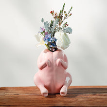 Load image into Gallery viewer, Raw Chicken Vase – Funny Pink Ceramic Planter Gag Gift
