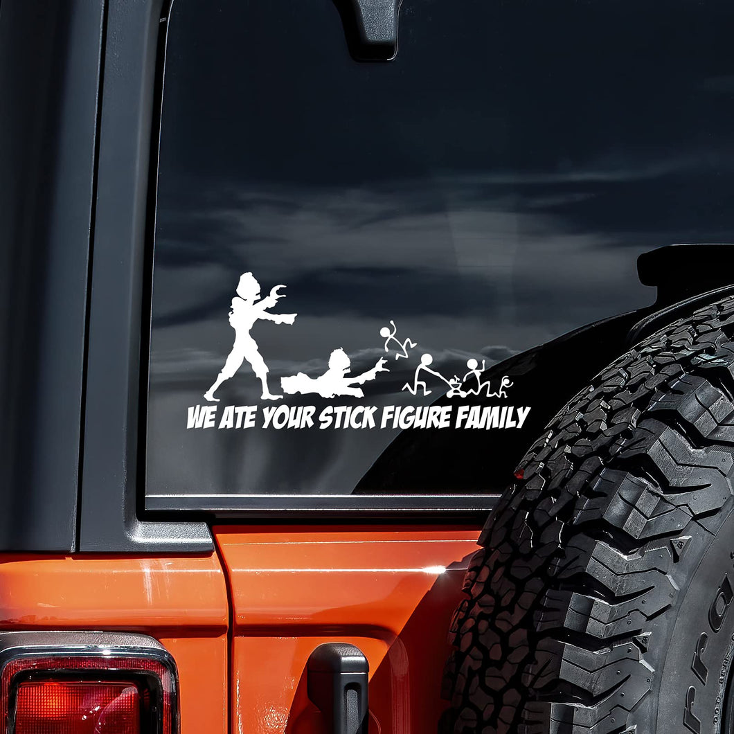 'We Ate Your Stick Figure Family' Zombie Vinyl Decal Sticker (8