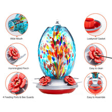 Load image into Gallery viewer, Blue Fireworks Hand-Blown Glass Hummingbird Feeder | Rust-Proof Outdoor Decor
