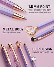 Load image into Gallery viewer, Set of 8 Purple Crystal Ballpoint Pens - Stylish Writing Gifts for Women
