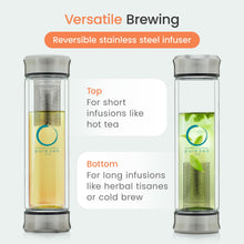 Load image into Gallery viewer, Pure Zen Tea Glass Infuser Travel Mug | 13oz Leakproof Loose Leaf Tumbler
