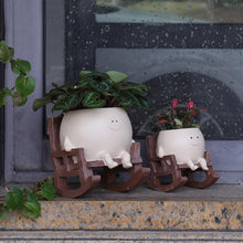 Load image into Gallery viewer, Rocking Chair Smiling Face Planter | Quirky Resin Succulent Head Pot
