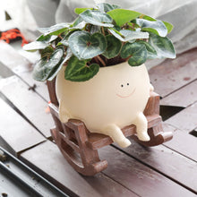Load image into Gallery viewer, Rocking Chair Smiling Face Planter | Quirky Resin Succulent Head Pot
