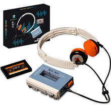 Load image into Gallery viewer, 1970s Retro Cassette Player &amp; Headphones Building Block Set
