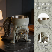 Load image into Gallery viewer, 2-in-1 Gray Wolf Inverted Novelty Mug &amp; Figurine
