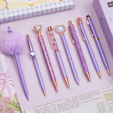 Load image into Gallery viewer, Set of 8 Purple Crystal Ballpoint Pens - Stylish Writing Gifts for Women
