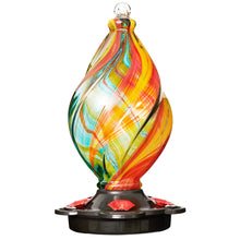 Load image into Gallery viewer, Hand-Blown Glass Spiral Ribbon Hummingbird Feeder | Colorful Garden Decor
