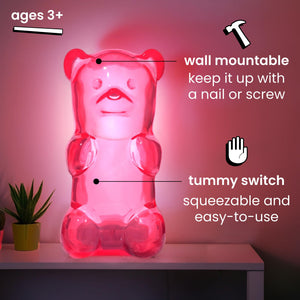 Squeezable Gummy Bear Night Light – Rechargeable (Pink)