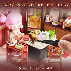 Miniature Hot Pot Restaurant with LED – Compatible with Mini Figures