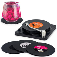 Load image into Gallery viewer, Retro Vinyl Record Drink Coasters with Player Holder | Music Lover Gift Set
