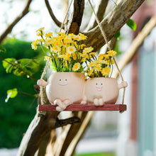 Load image into Gallery viewer, Parent-Kid Swinging Face Planter Pot | Cute Resin Head Vase Decor

