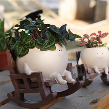 Load image into Gallery viewer, Rocking Chair Smiling Face Planter | Quirky Resin Succulent Head Pot

