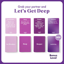 Load image into Gallery viewer, Let's Get Deep Couples Card Game | Romantic Conversation Starters &amp; Questions
