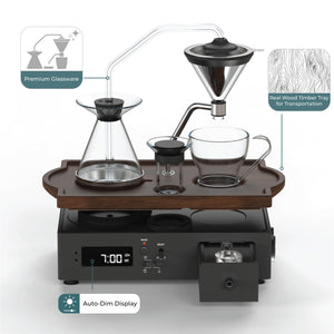 Coffee Alarm Clock & Bedside Brewer – Black Walnut