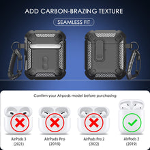 Load image into Gallery viewer, AirPods 1 &amp; 2 Case with Cleaning Kit – Locking Armor (Black)
