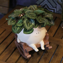 Load image into Gallery viewer, Rocking Chair Smiling Face Planter | Quirky Resin Succulent Head Pot

