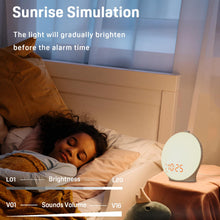 Load image into Gallery viewer, Sunrise Alarm Clock with Radio – Dual Alarms, 7 Colors &amp; Sounds
