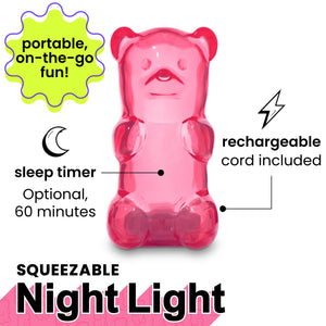 Squeezable Gummy Bear Night Light – Rechargeable (Pink)