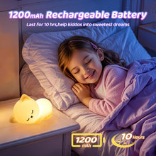Load image into Gallery viewer, Cat Night Light for Kids – 16-Color Squishy Silicone Lamp
