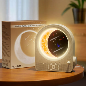 Sunrise Alarm Clock with Moon Lamp – Dual Alarms, 10 Sounds, Timer
