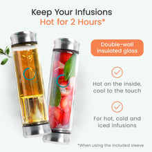Load image into Gallery viewer, Pure Zen Tea Glass Infuser Travel Mug | 13oz Leakproof Loose Leaf Tumbler
