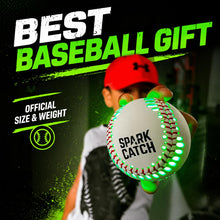 Load image into Gallery viewer, SPARK CATCH Light-Up LED Baseball | Impact Activated Glow-in-the-Dark Ball
