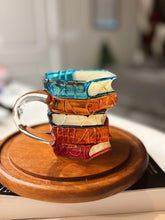 Load image into Gallery viewer, 3D Stained Glass Style Book Mug | 7oz Painted Glass Cup for Book Lovers
