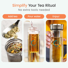 Load image into Gallery viewer, Pure Zen Tea Glass Infuser Travel Mug | 13oz Leakproof Loose Leaf Tumbler
