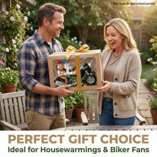 Load image into Gallery viewer, Solar Biker Gnome – Motorcycle Couple Garden Statue
