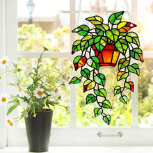 Load image into Gallery viewer, Plant Leaf Stained Glass Suncatcher Window Hanging
