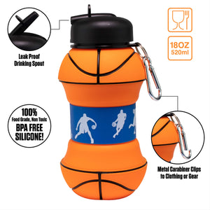 Collapsible Silicone Basketball Water Bottle - Gifteee Unique & Unusual gifts, Cool gift ideas