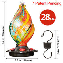 Load image into Gallery viewer, Hand-Blown Glass Spiral Ribbon Hummingbird Feeder | Colorful Garden Decor
