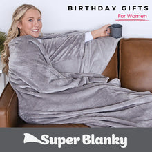 Load image into Gallery viewer, Wearable Blanket with Sleeves – Light Gray
