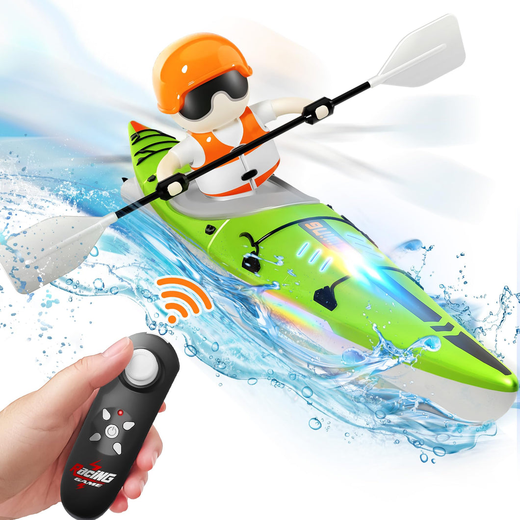 Kids RC Kayak Boat with Lights – Green