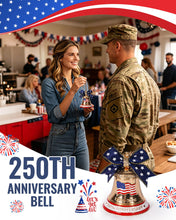 Load image into Gallery viewer, 250th Anniversary USA Liberty Bell Ornament | 3D Metal Patriotic Keepsake
