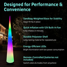 Load image into Gallery viewer, Inflatable Light-Up Cone – 9.8ft Color-Changing Event Decor
