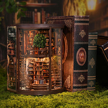 Load image into Gallery viewer, Wisdom Rings DIY Wooden Book Nook Kit | Miniature Light-Up Library Diorama
