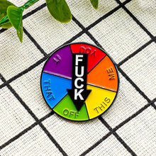 Load image into Gallery viewer, Interactive F-Bomb Spinner Enamel Pin | Funny Backpack &amp; Lapel Accessory
