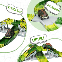 Load image into Gallery viewer, 216-Piece Dinosaur Race Track Train Set | Flexible Toy Track with Cars
