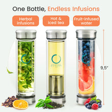 Load image into Gallery viewer, Pure Zen Tea Glass Infuser Travel Mug | 13oz Leakproof Loose Leaf Tumbler
